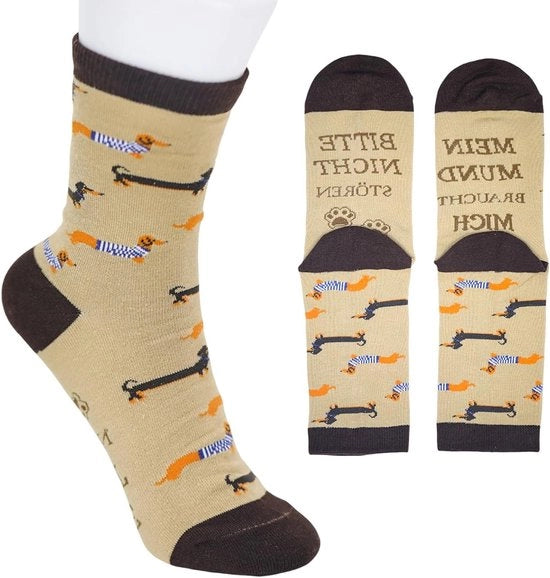 Calze per cani in cotone a tema teckel, 36-45, regalo per il proprietario di un cane, multicolore, regalo per il compleanno di un amante di cani.