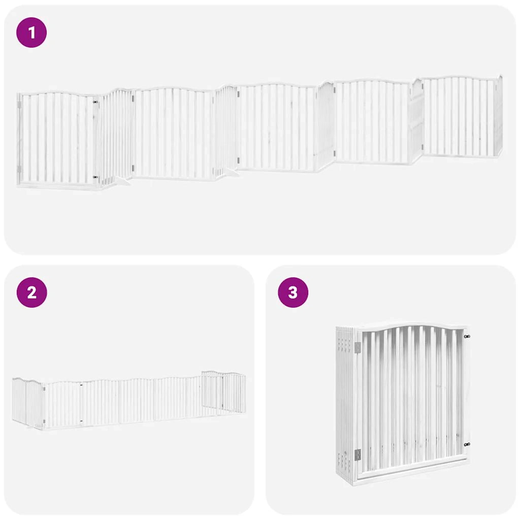 Cancelletto di sicurezza per animali domestici porta pieghevole 10 pannelli legno di pioppo bianco 02_0023100