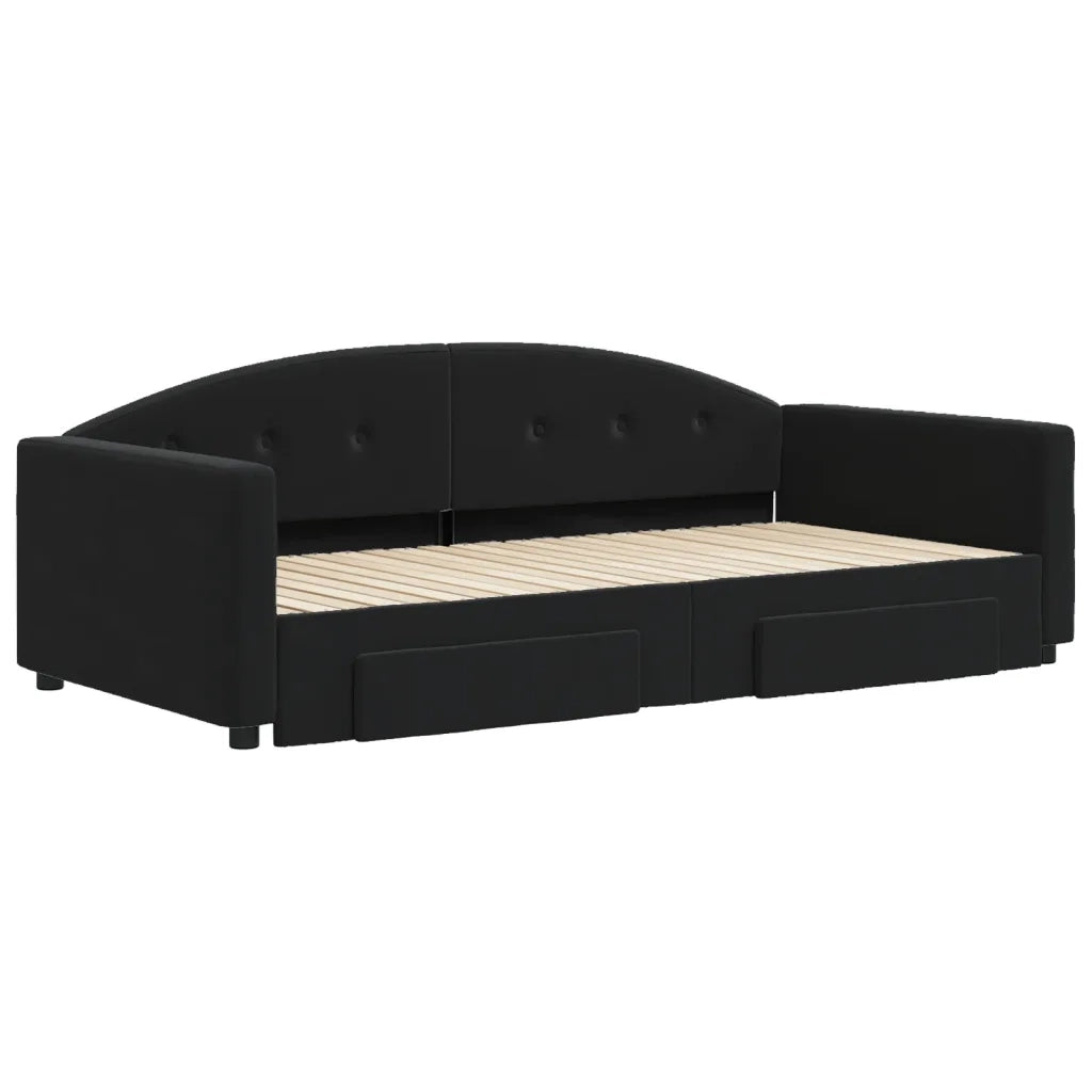 Divano Letto Estraibile con Cassetti-Sofa Letto-Daybed Nero 100x200 cm in Velluto 308787