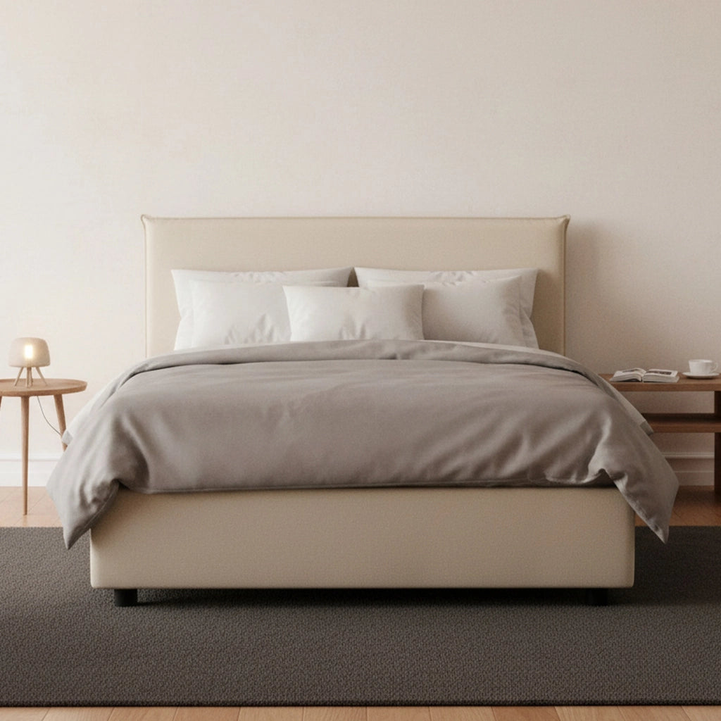 Alvino, Letto Piazza e Mezza Materasso Incluso Made in Italy, Beige
