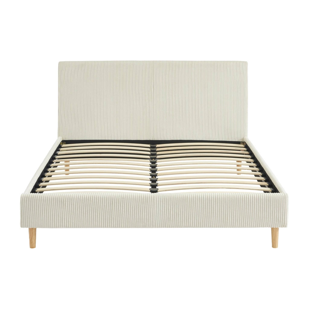 Struttura letto con rete a doghe e testiera 140x190cm, velluto a coste