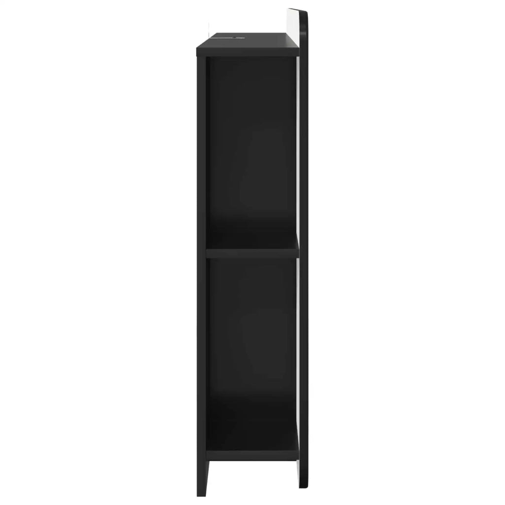 Testata del letto con archiviazione Nero Legno ingegnerizzato