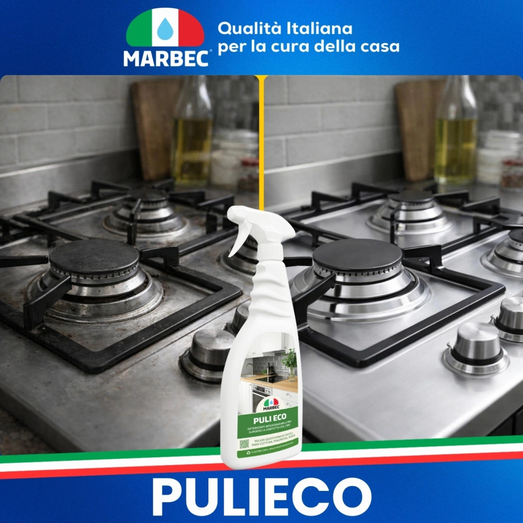 Detergente sgrassante multiuso, efficace su superfici delicate, pronto all'uso Marbec PULI ECO - 5LTx4Pz