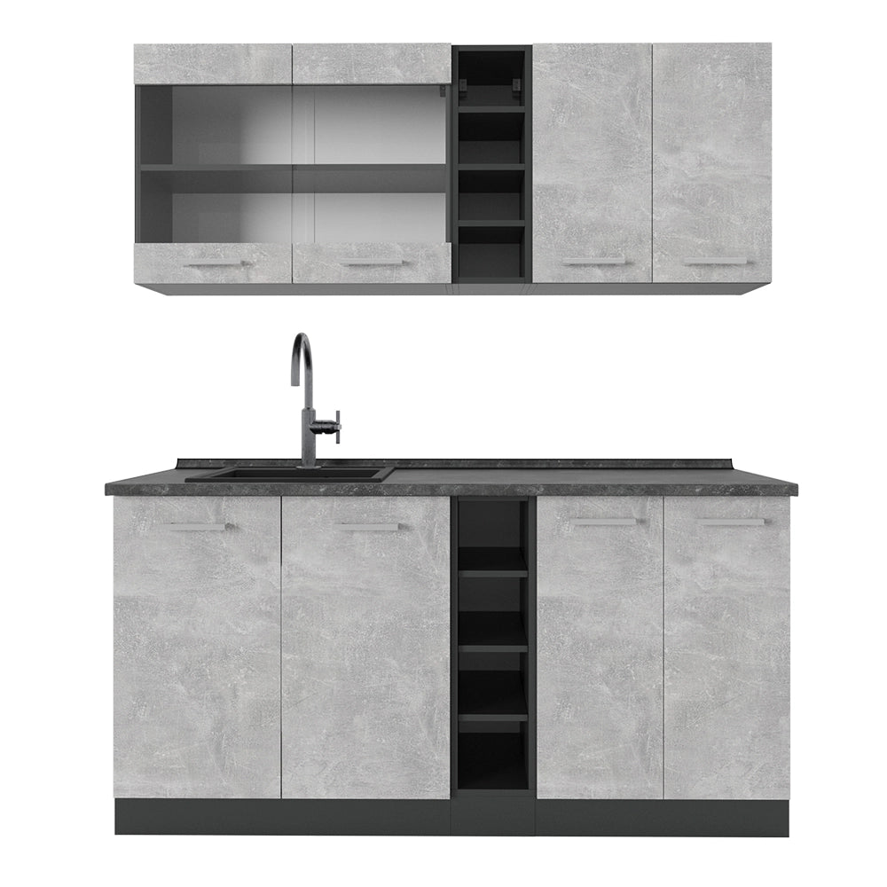 Vicco Cucina completa Calcestruzzo/antracite 160 cm , PL Antracite