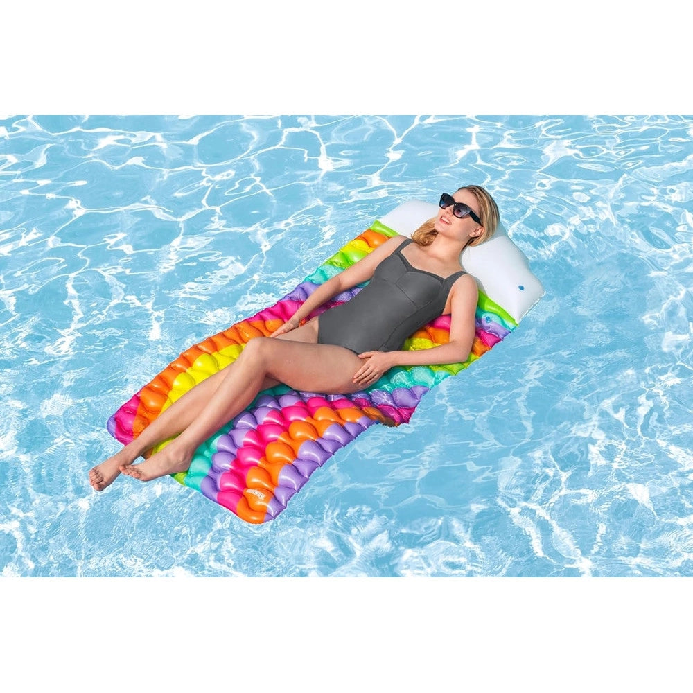 Trade Shop - Materassino Arrotolabile Fashion Rainbow Dreams Arcobaleno Con Cuscino Forma Nuvola 44107 -