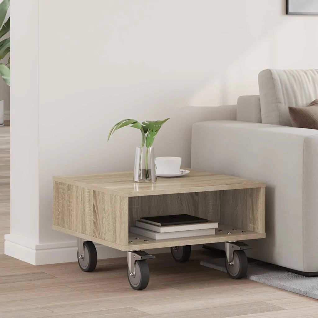 Tavolino con Ruote Rovere Sonoma 50,5 x 50 x 30 cm