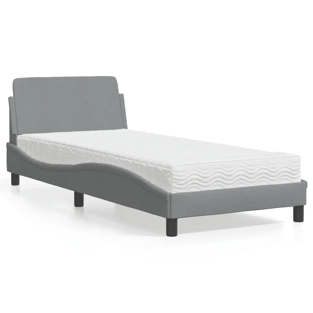 Letto con Materasso Dover Grigio Chiaro 90x200 cm in Tessuto 3208324