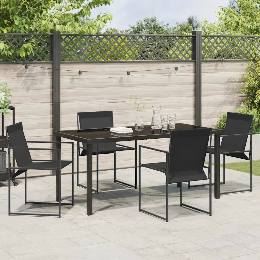 Set da Pranzo per Giardino 5 pcs Nero 3379343