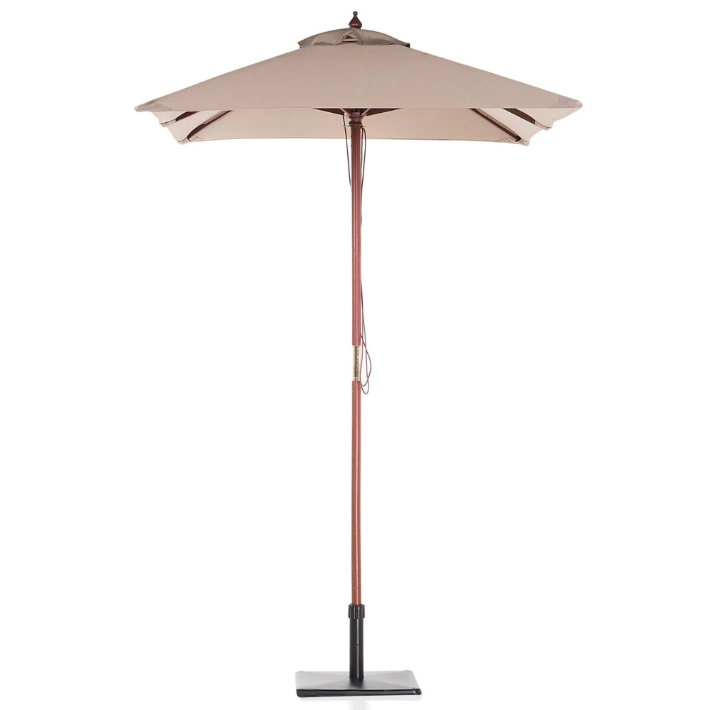 Ombrellone da giardino in tessuto beige sabbia legno di betulla 244 cm resistente agli agenti atmosferici