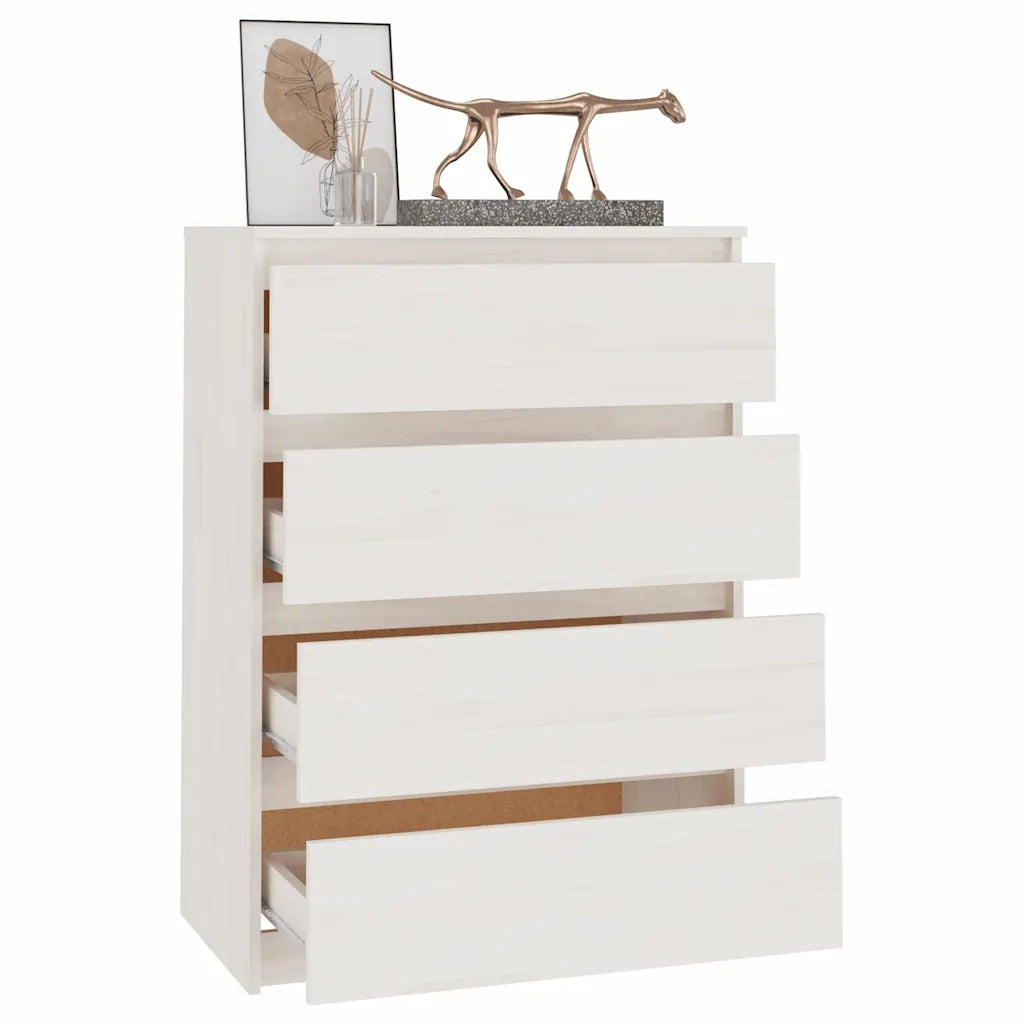 Credenza Bianca 60x36x84 cm in Legno Massello di Pino 808104