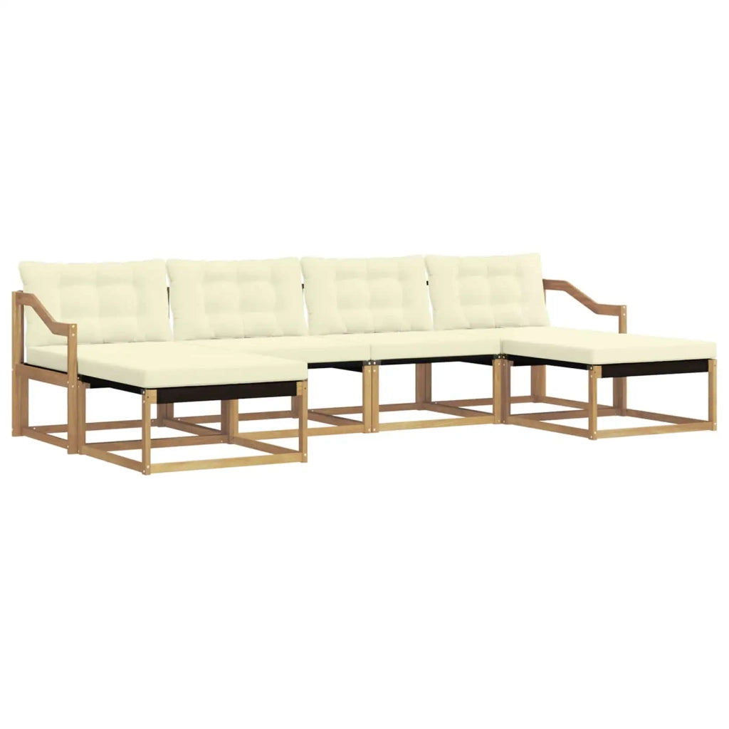 Set di divani da esterno con cuscino 6 pcs Bianco e Crema