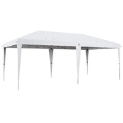 GAZEBO DA GIARDINO POP-UP 6X3 M PIEGHEVOLE, TENDONE PER FESTE CON SACCA DI TRASPORTO, BIANCO