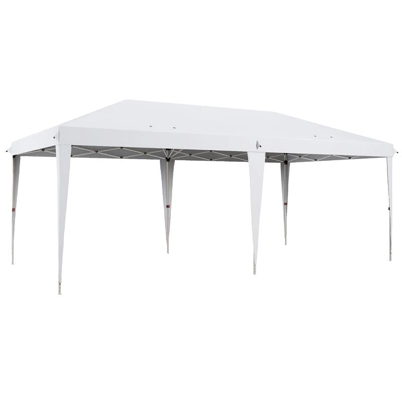 GAZEBO DA GIARDINO POP-UP 6X3 M PIEGHEVOLE, TENDONE PER FESTE CON SACCA DI TRASPORTO, BIANCO