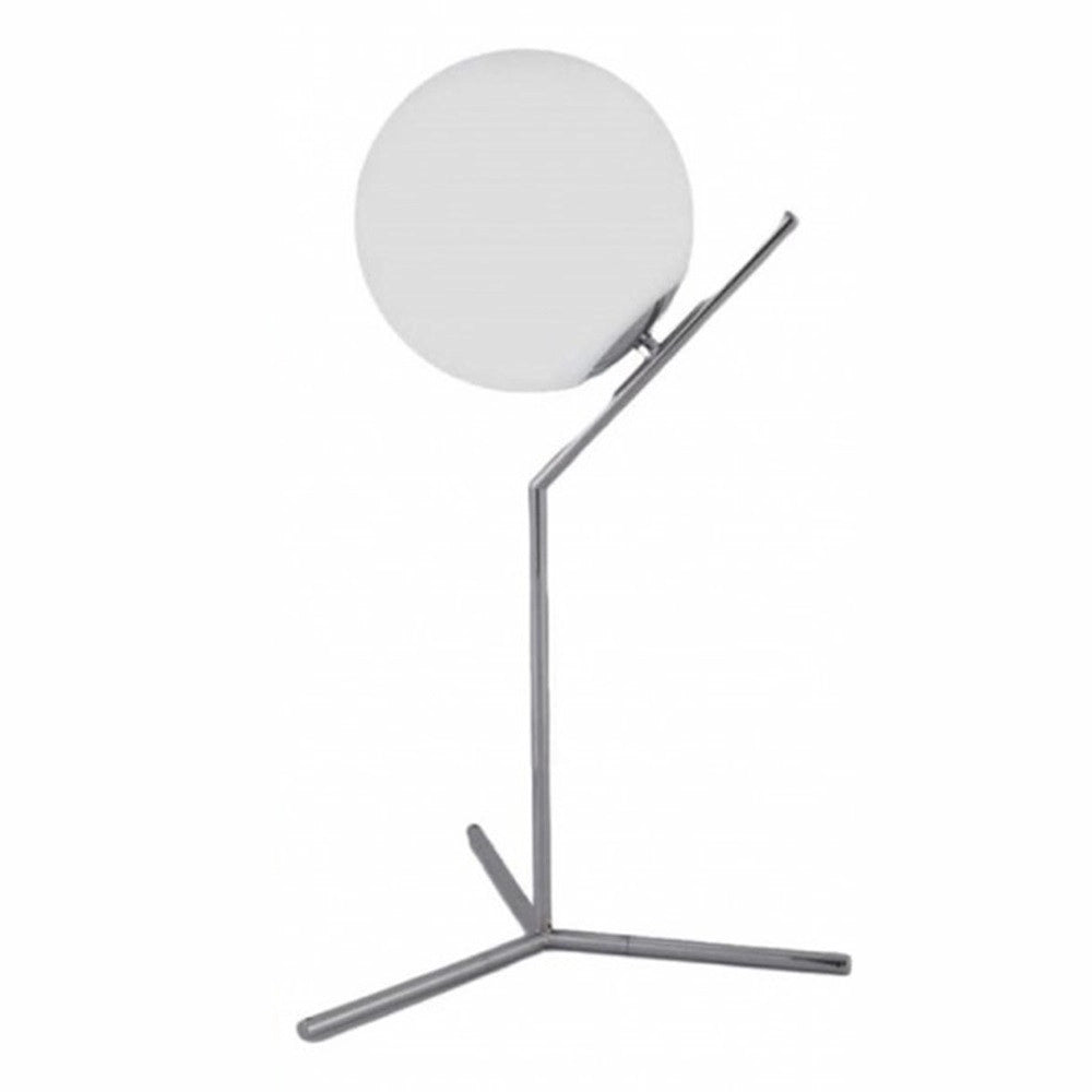 Trade Shop - Lampada Scrivania Ramo Con Sfera E27 Argento Lucido Luce Tavolo Minimal Led 10236 -