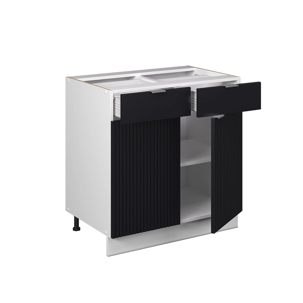 Vicco Mobiletto base per cucina Nero a righe 80 cm senza piano di lavoro