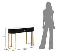 Consolle Fissa 1 Cassetto 100x43x74 cm in Metallo e Tessuto Imbottito Nero