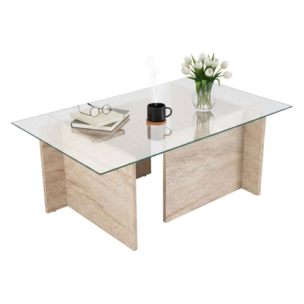 Azriel, Tavolino da Salotto Portariviste, 105x65x40h cm Beige