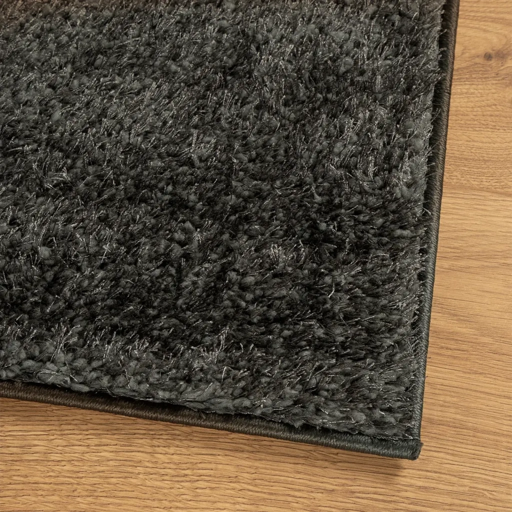 Tappeto a Pelo Lucido Lungo ISTAN Effetto Antracite 140x200 cm 375641