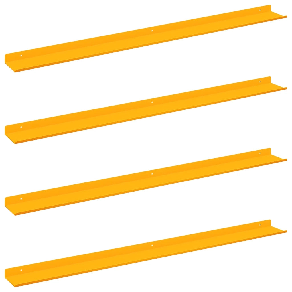 Mensola sospesa 4 pcs Giallo senape 100 x 9 x 2,5 cm Acciaio