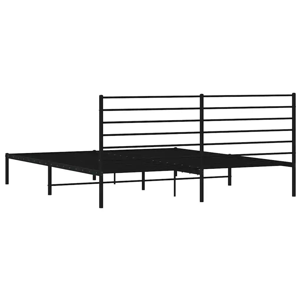 Giroletto con Testiera-Struttura Letto con testiera in Metallo Nero 200x200 cm 859460