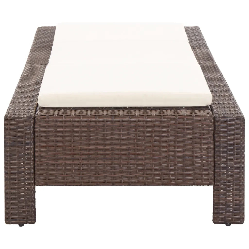 Lettino Prendisole | Sdraio da giardino | Lettino da sole con Cuscino Marrone in Polyrattan