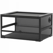 Rettilario Rialzato e Pieghevole 60x45x32 cm con Coperchio e Pareti in Vetro Temperato e Plastica Nero