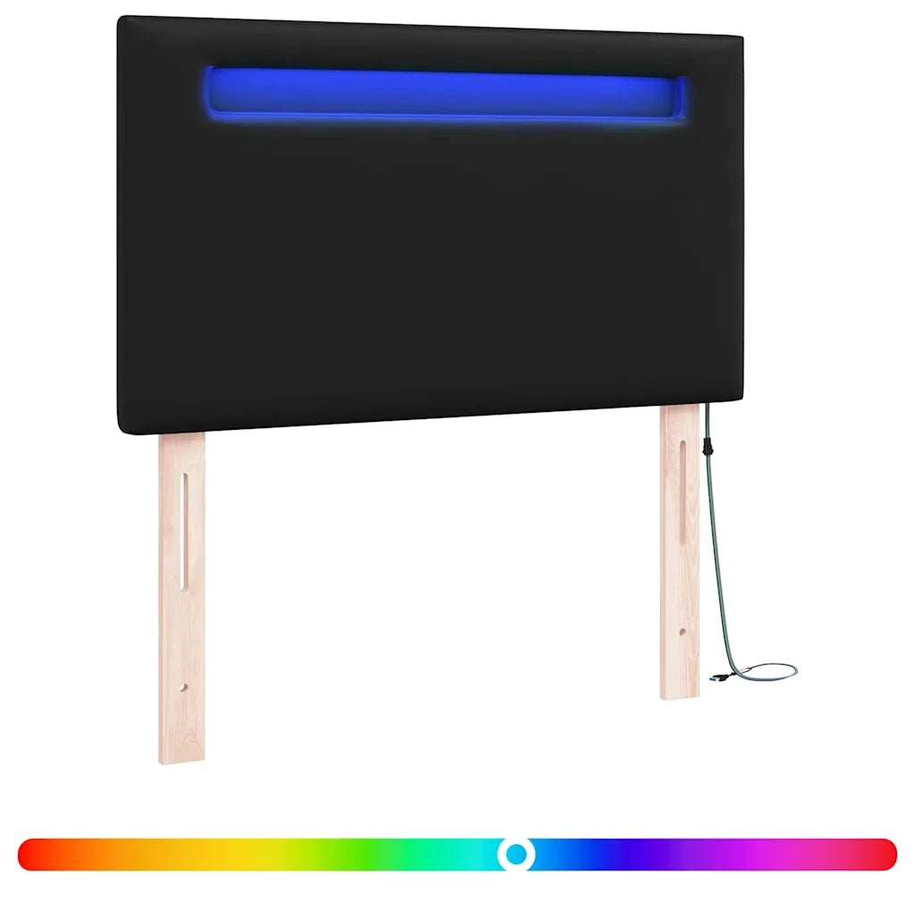 Testiera LED-Testata con LED-Testiera Decorativa Nero 100 cm Pelle Sintetica