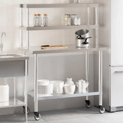 Tavolo Lavoro Cucina con Ripiano 110x55x150 cm Acciaio Inox 3208909
