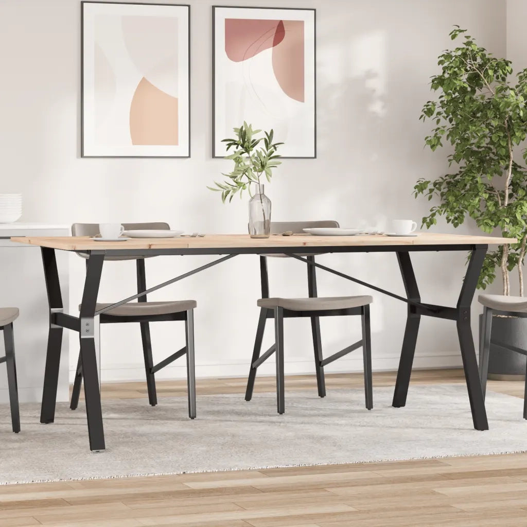 Tavolo da Pranzo Telaio a Y 180x90x75 cm Legno Pino e Acciaio
