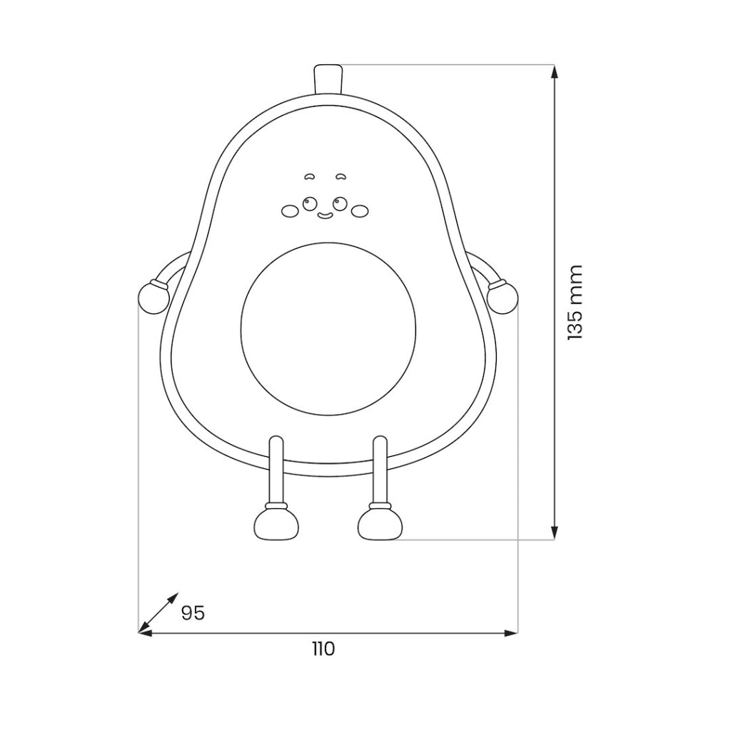 Lampada notte LED 1W 3000K ricaricabile Avocado Milagro