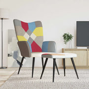 Divano Sedia-Poltrona Relax con Poggiapiedi in Tessuto Patchwork 722226