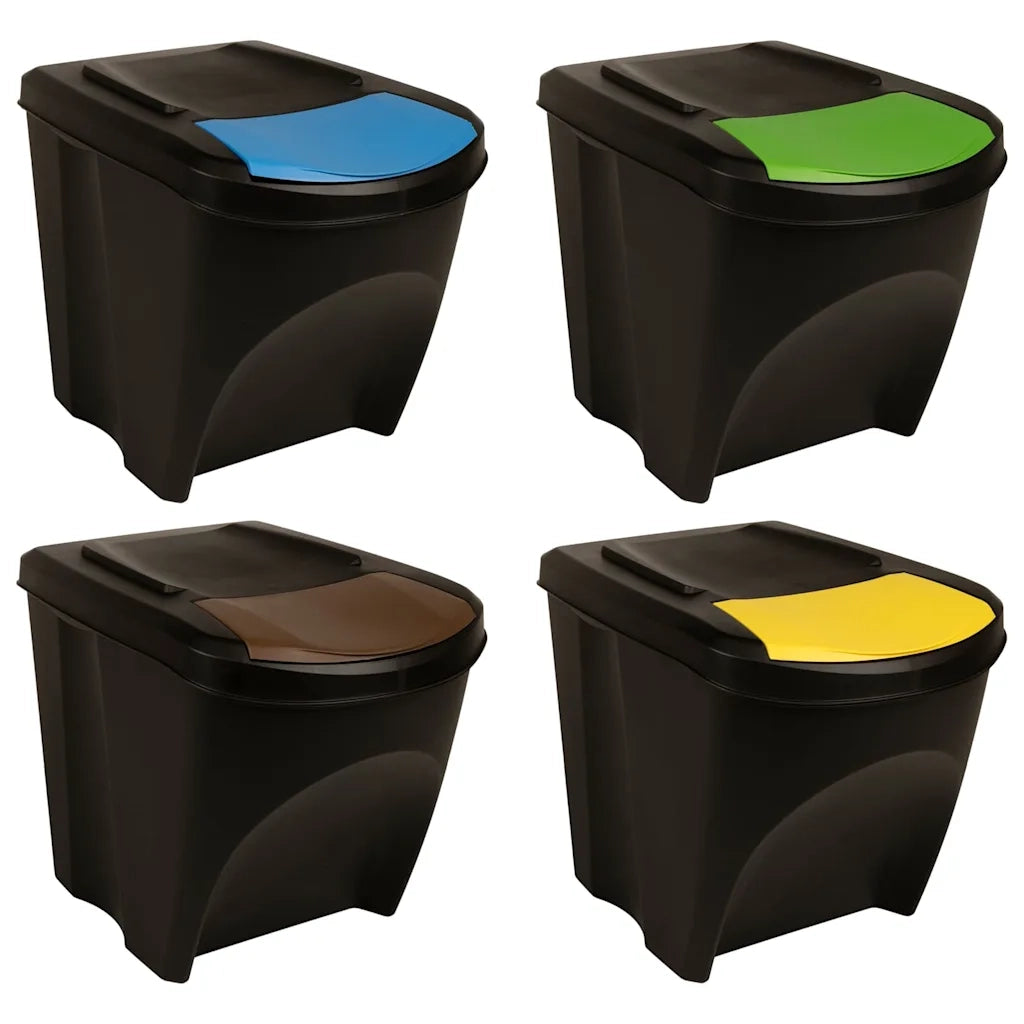 Cestini per Rifiuti Impilabili 4 pz Antracite 100 L 316185