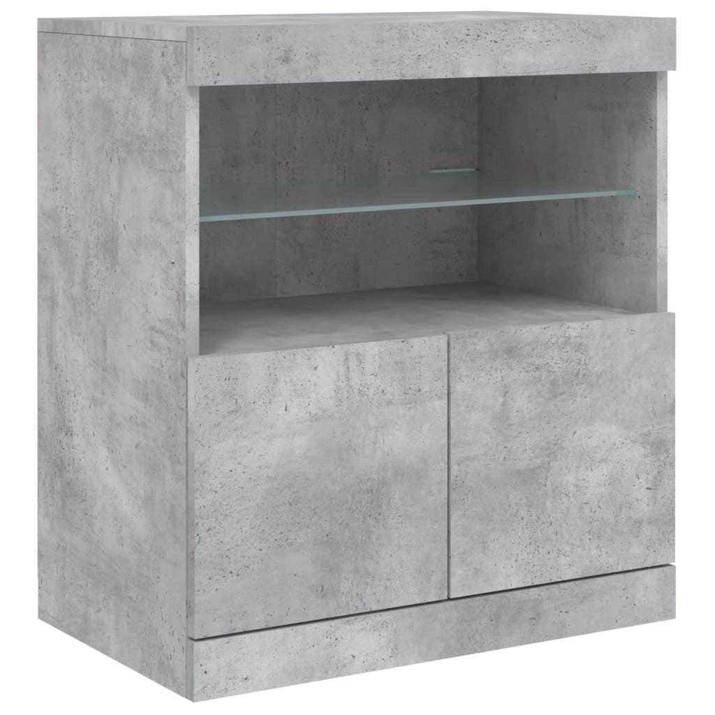 Credenza cassettiera armadio mobile contenitore organizer per cucina soggiorno salotto con luci LED 142,5 x 37 x 67 cm grigio 02_0029977