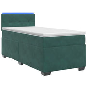 Letto con Box Spring, Materasso e LED Verde Scuro 90 x 200 cm 3452105