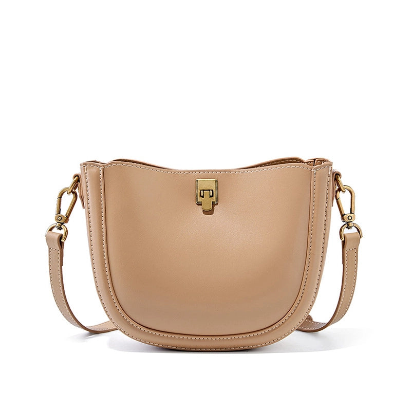 Borsa a mano/a tracolla da donna in pelle di vacchetta Togo, colore bronzo.