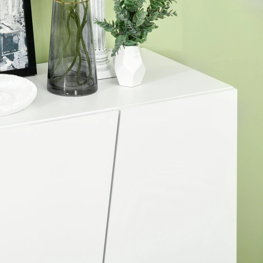 Easycomfort Mobiletto Multiuso in Truciolato Bianco a 5 Livelli con Ripiano Regolabile su 3 Livelli, 150x40x88 cm