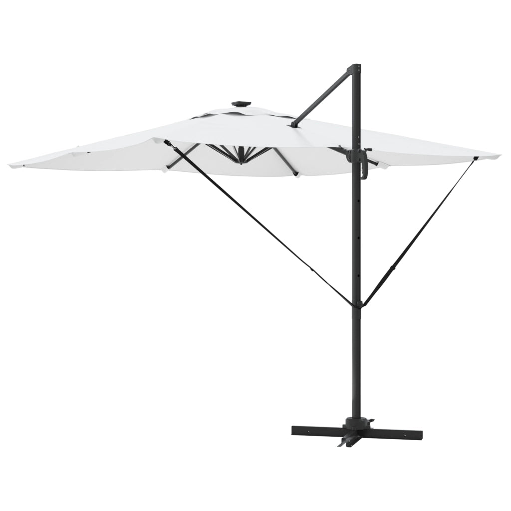 Ombrello a Sbalzo Roma con LED Sabbia 286x285x270 cm Alluminio