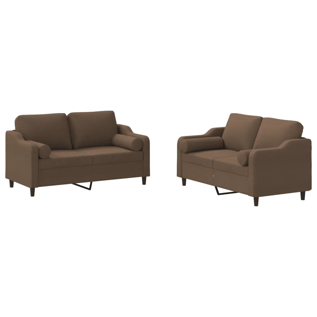 Set di Divani 2 pz con Cuscini Marrone in Tessutocod mxl 106211