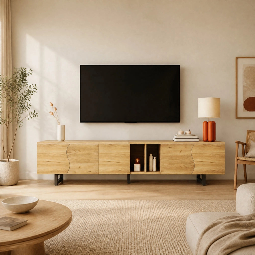 MOBILE TV 191x38x46,5 cm in MDF e Truciolare Naturale