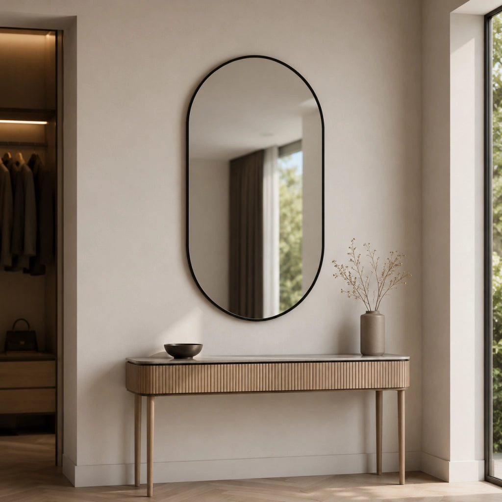 SPECCHIO BAGNO 50x80 cm in Vetro e Metallo Argento, sospensione orizzontale/verticale