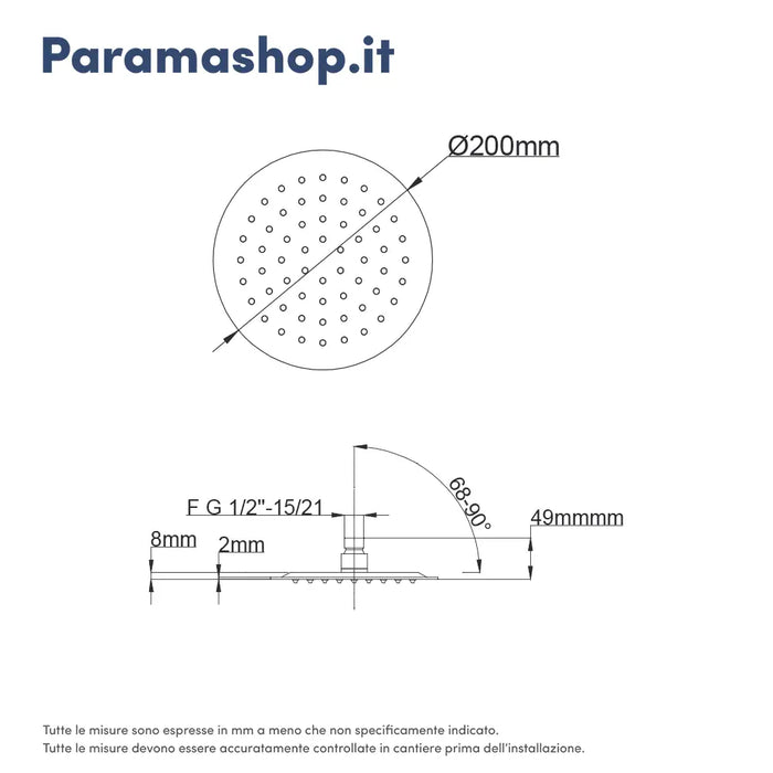 Set doccia cromato - Miscelatore incasso 2 vie Katharine, braccio 30cm, soffione 20cm e doccino