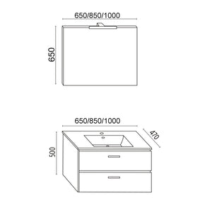 Mobile da bagno sospeso spring corda con lavabo specchio made in italy *** misure l65xp47xh50 cm, confezione 1