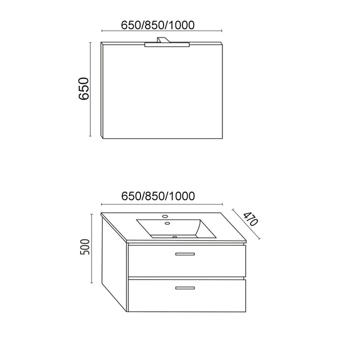 Mobile da bagno sospeso spring corda con lavabo specchio made in italy *** misure l100xp47xh50 cm, confezione 1