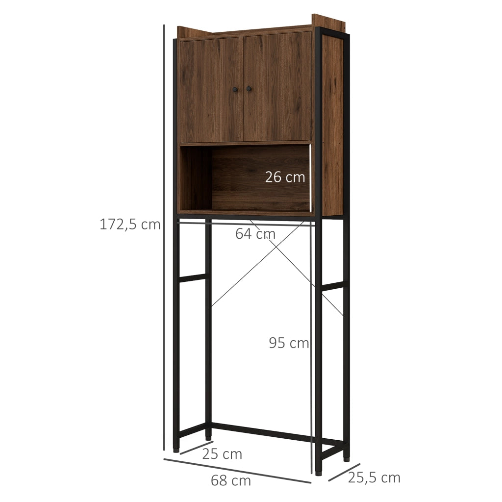 Mobile Bagno Armadietto Ante Niche ¨C Zephmum ¨C 68x25.5x172.5 cm Marrone Nero