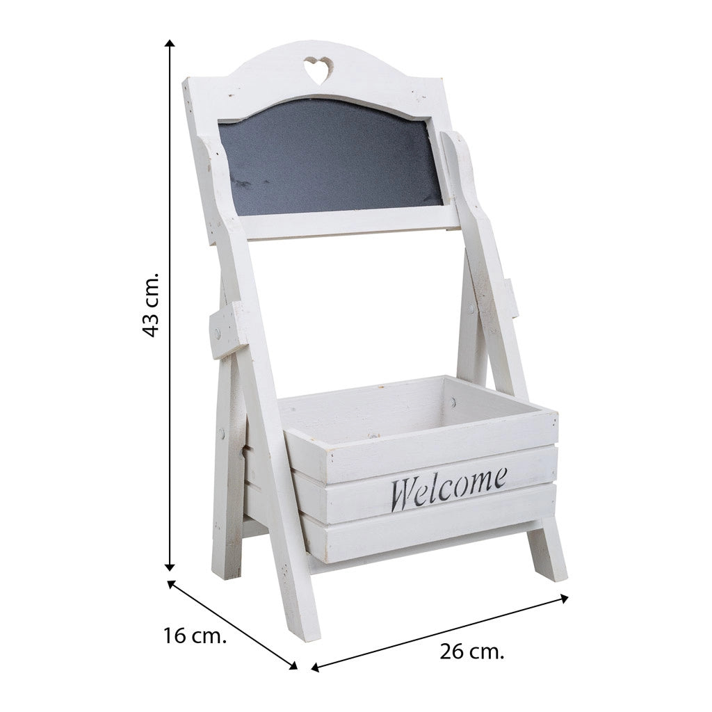 Cesto in legno con bordo bianco 26x16x43h