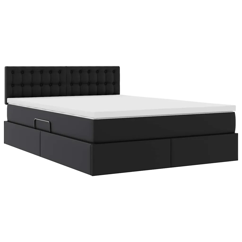 Letto con contenitore e materasso Nero 140 x 190 cm