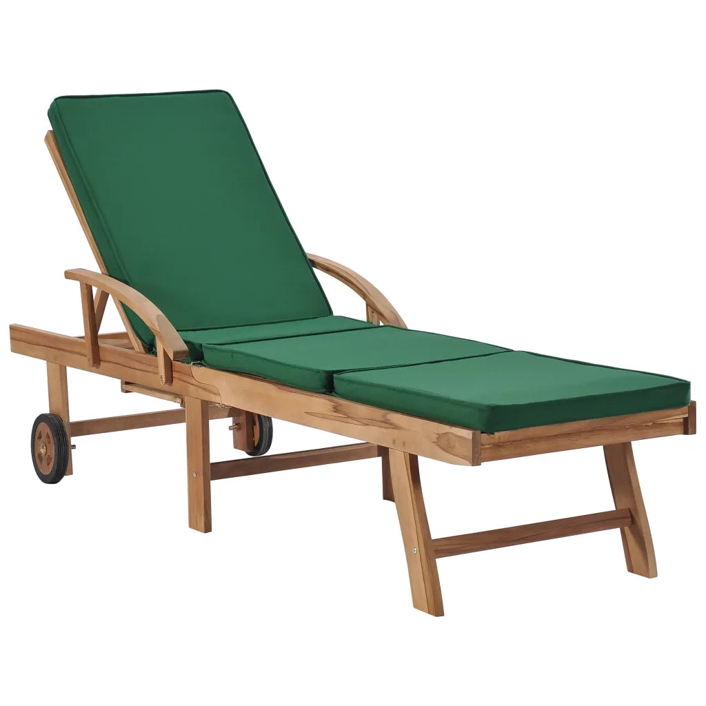 Lettini Prendisole con Cuscini 2 pz in Legno di Teak Verde cod mxl 8688