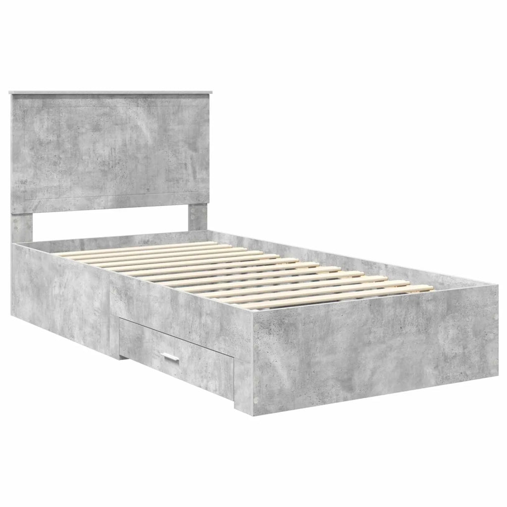 Struttura del letto con testiera Grigio cemento 100 x 200 cm 3411344