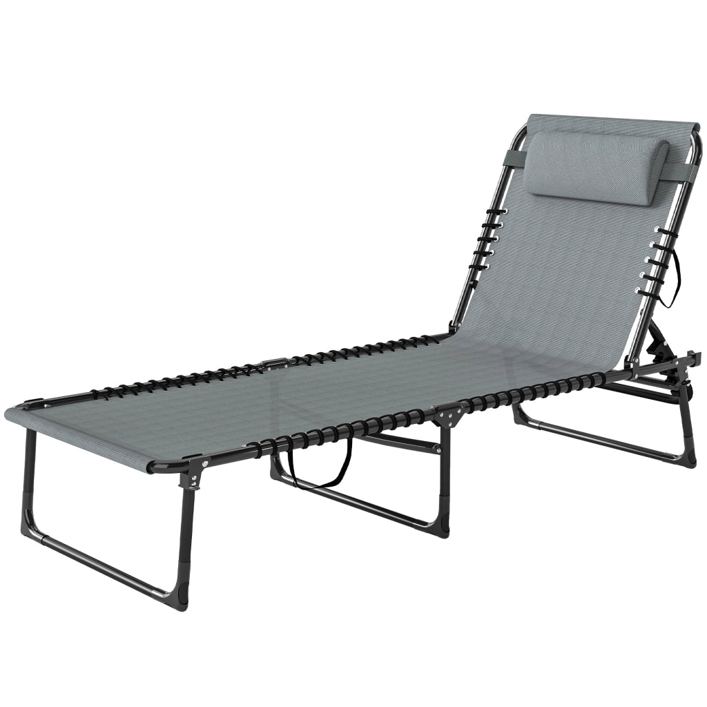 Lettino pieghevole per esterni ¨C zephmum ¨C 189x58x30 cm, grigio chiaro, metallo