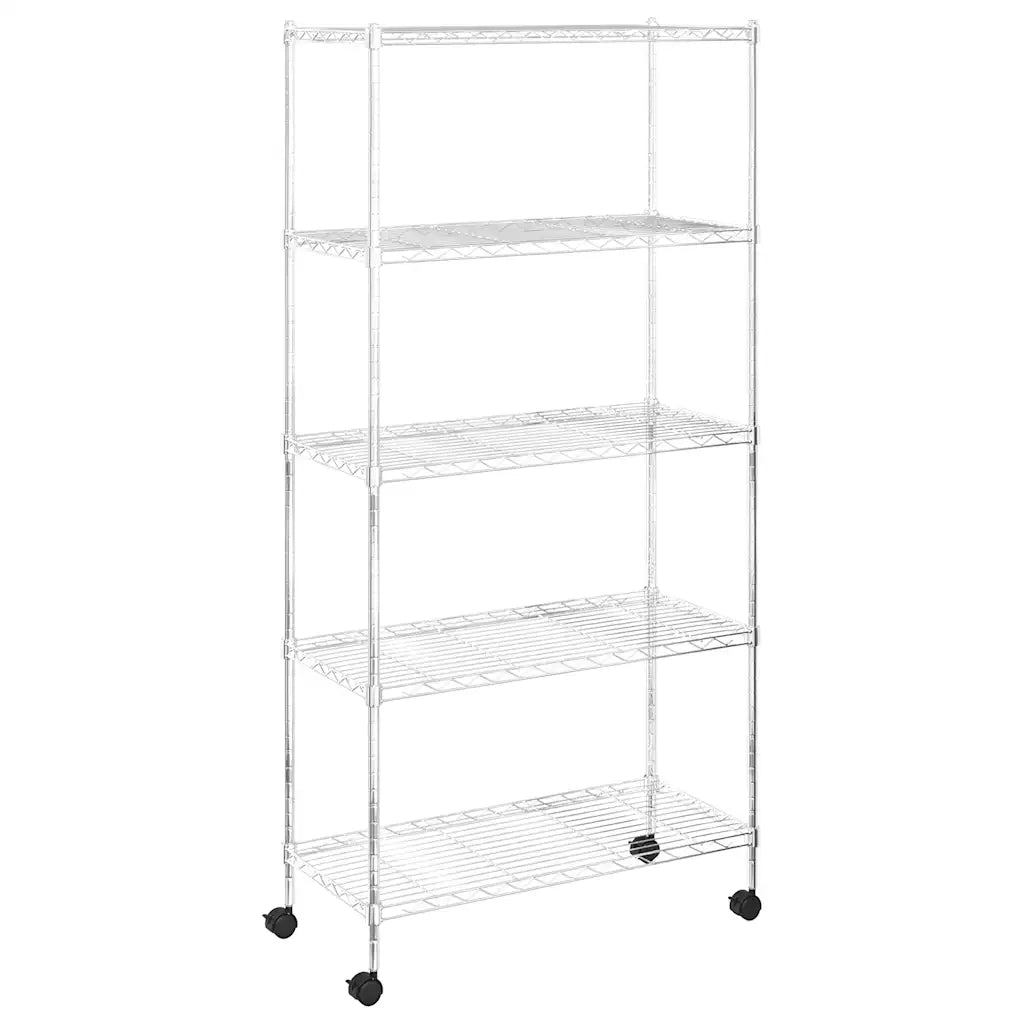 Scaffale a 5 Livelli con Ruote 75x35x155 cm Cromato 250 kg CFW6210452